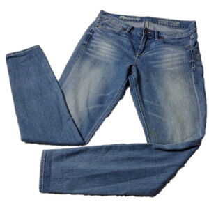 Madewell Skinny Skinny Blue Light Wash Whiskering Zip Up Mid Rise Denim Jeans